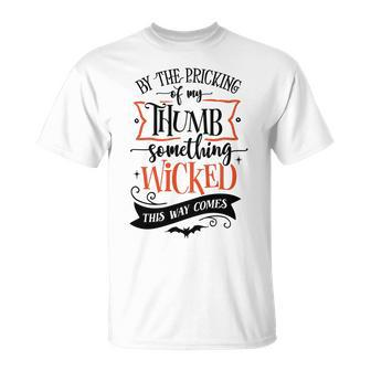 Halloween By The Pricking Of My Thumb Orange And Blac Design Men Women T-shirt Graphic Print Casual Unisex Tee - Seseable