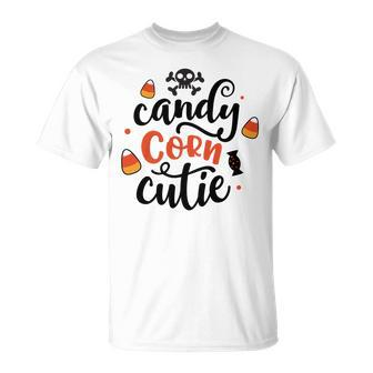 Halloween Candy Corn Cutie Black And Orange Design Men Women T-shirt Graphic Print Casual Unisex Tee - Seseable