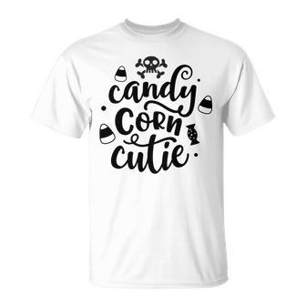 Halloween Candy Corn Cutie - Black Custom Men Women T-shirt Graphic Print Casual Unisex Tee - Seseable