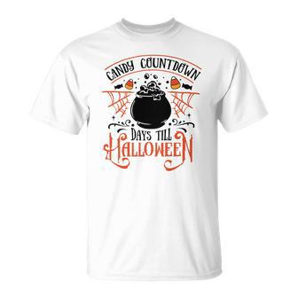 Halloween Candy Countdown Days Till Halloween Orange And Black Men Women T-shirt Graphic Print Casual Unisex Tee - Seseable