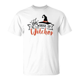 Halloween Drink Up Witches Black Version Men Women T-shirt Graphic Print Casual Unisex Tee - Seseable
