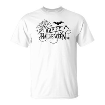 Halloween Funny Happy Halloween Black Version Design Men Women T-shirt Graphic Print Casual Unisex Tee - Seseable