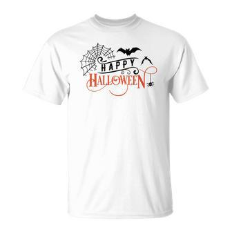 Halloween Happy Halloween Black And Orange Men Women T-shirt Graphic Print Casual Unisex Tee - Seseable