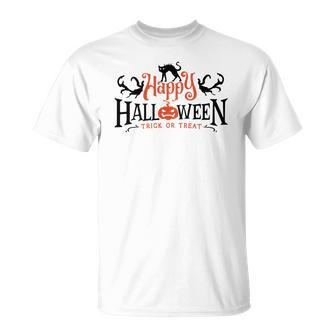 Halloween Happy Halloween Trick And Treat Design Men Women T-shirt Graphic Print Casual Unisex Tee - Seseable