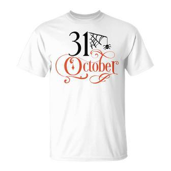 Halloween October 31 Black And Orange Desig Men Women T-shirt Graphic Print Casual Unisex Tee - Seseable