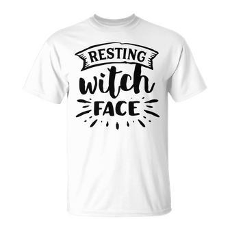 Halloween Resting Witch Face Black Design Men Women T-shirt Graphic Print Casual Unisex Tee - Seseable