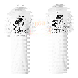 Halloween Say Boo And Scary On Black And Orange Men Women T-shirt Graphic Print Casual Unisex Tee - Seseable