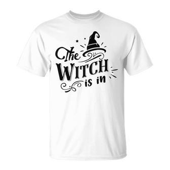 Halloween The Witch Is In Black Custom Men Women T-shirt Graphic Print Casual Unisex Tee - Seseable
