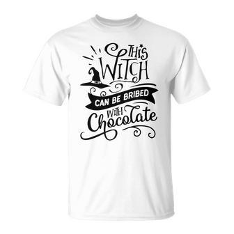 Halloween This Witch Can Be Bribed With Chocolate Black Men Women T-shirt Graphic Print Casual Unisex Tee - Seseable