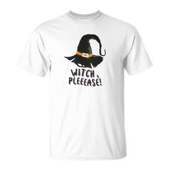 Halloween Witch Pleeease Witches Hat Design Men Women T-shirt Graphic Print Casual Unisex Tee - Seseable