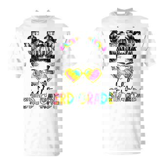 Hello 3Rd Third Grade Messy Bun Back To School Tie Dye Girl T-shirt - Thegiftio