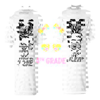 Hello Fourth Grade Messy Bun Girls 4Th Grade Back To School Unisex T-Shirt - Seseable