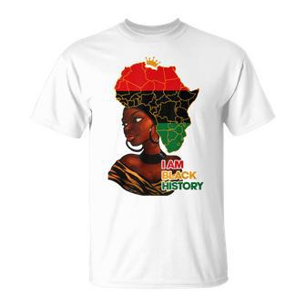 I Am Black History Melanin Pride Africa Map Hair Black Queen V2 Unisex T-Shirt - Seseable
