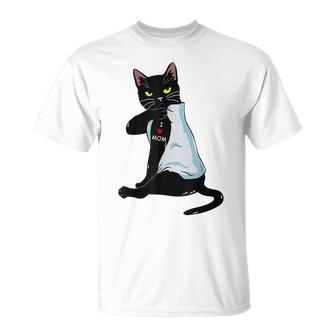 I Love Mom Black Cat Tattoo Funny Mothers Day Animal Tees Men Women T-shirt Graphic Print Casual Unisex Tee - Thegiftio UK