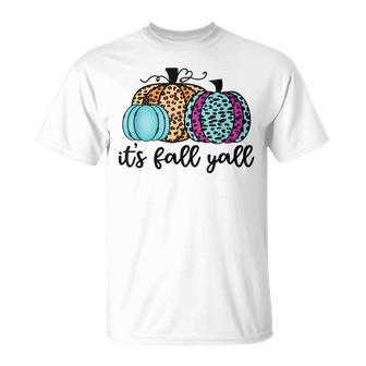 Its Fall Yall Cute Leopard Print Fall Pumpkin Autumn T-shirt