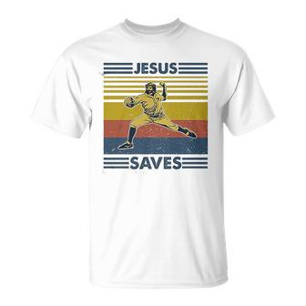 Jesus Saves Vintage Baseball Lovers Men Women T-shirt Graphic Print Casual Unisex Tee - Thegiftio UK