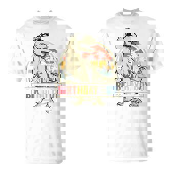 Kids Birthday Boy Dino T Rex Dinosaur Boys Matching Family Unisex T-Shirt - Seseable