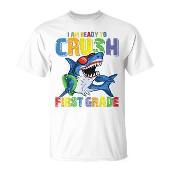 Kids Im Ready To Crush 1St Grade Shark Back To School For Kids Unisex T-Shirt - Seseable