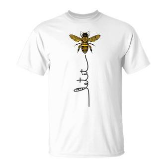 Let It Bee Hand Drawn Sweet Bees Beekeeper Line Art Girl T-shirt - Thegiftio UK