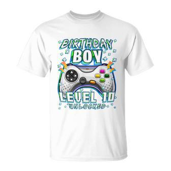 Level 10 Unlocked Video Game 10Th Birthday Gamer Boys T Unisex T-Shirt - Monsterry