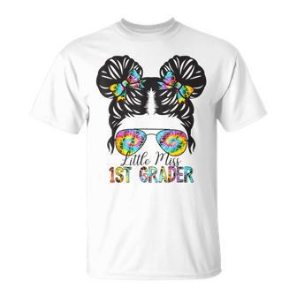 Little Miss 1St Grader Tie Dye Messy Bun 1St Grade Girls T-shirt - Thegiftio UK