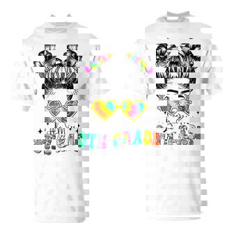 Little Miss 9Th Grade Back To School Tie Dye Messy Bun T-shirt - Thegiftio