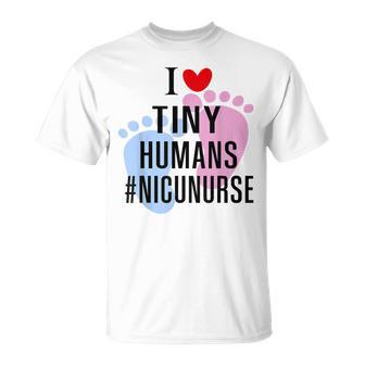 I Love Tiny Humans Heart Cute Nicu Nurse T-shirt - Thegiftio