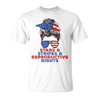 Messy Bun Us Flag Stars Stripes Reproductive Rights T-shirt - Thegiftio UK