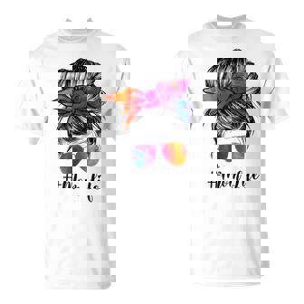 Mom Life Messy Hair Bun Tie Dye T-shirt - Thegiftio