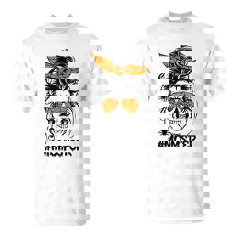 Momster Halloween Costume Skull Mom Messy Hair Bun Monster V2 T-shirt - Thegiftio UK