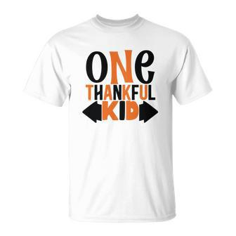 One Thankful Kid Fall Yall Season Men Women T-shirt Graphic Print Casual Unisex Tee - Seseable