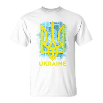 Painted Distressed Pattern Ukraine Coat Of Arms Flag Unisex T-Shirt - Monsterry AU