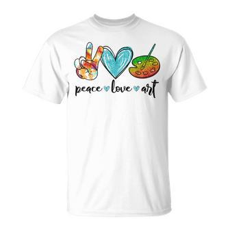 Peace Love Art Painting Palette Art Teacher T-shirt - Thegiftio UK