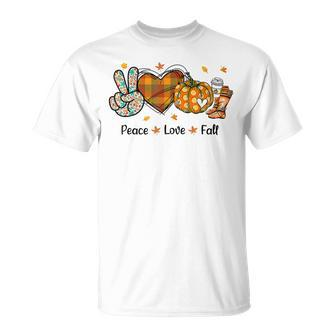 Peace Love Fall Autumn Season Pumpkin Halloween Coffee Lover T-shirt - Thegiftio UK