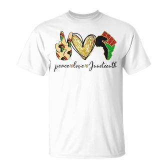 Peace Love Juneteenth Hanh Fist Black Pride African American Afro T-shirt - Thegiftio UK