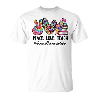 Peace Love School Counselor Back To School Tie Dye T-shirt - Thegiftio UK