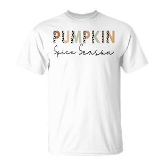Pumpkin Spice Season Leopard Fall Autumn Women Halloween Unisex T-Shirt - Seseable