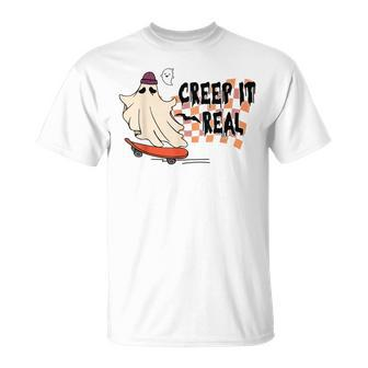 Retro Creep It Real Halloween Ghost Cute T-shirt - Thegiftio UK
