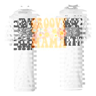 Retro Groovy Mama Matching Family 1St Birthday Party Unisex T-Shirt - Seseable
