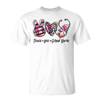 Retro Peace Love School Nurse Back To School Tie Dye V2 T-shirt - Thegiftio UK
