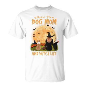 Rocking The Dog Mom And Witch Life Corgi Halloween Sweatshirt Men Women T-shirt Graphic Print Casual Unisex Tee - Thegiftio