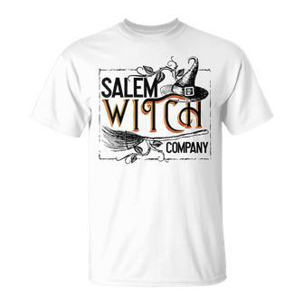 Salem Witch Hat Company Broom Candy Bag Pumpkin Halloween T-shirt - Thegiftio UK