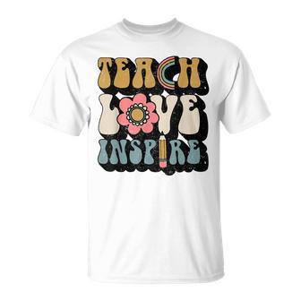 Back To School Teach Love Inspire Retro Teachers T-shirt - Thegiftio UK
