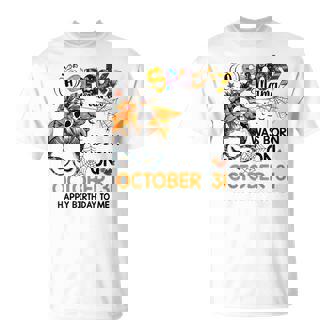 Spooky Mama Born On October 31St Birthday Bun Hair Halloween Unisex T-Shirt - Seseable