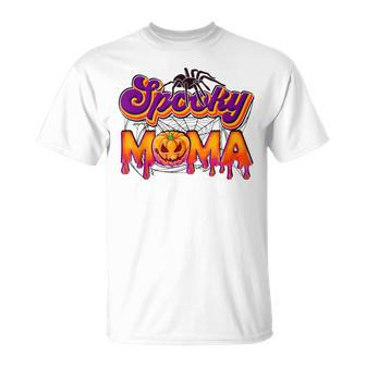 Spooky Mama Jack O Lantern Halloween Mama Pumpkin Unisex T-Shirt - Seseable