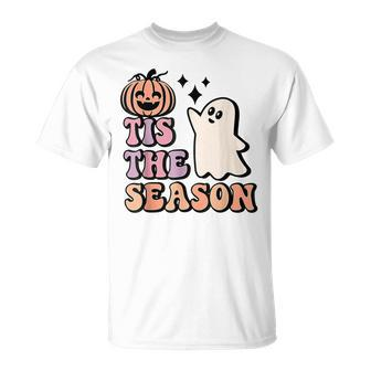 Tis The Season Pumpkin Ghost Autumn Halloween T-shirt - Thegiftio UK