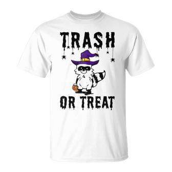 Trash Or Treat Funny Trash Panda Witch Hat Halloween Costume Unisex T-Shirt - Seseable