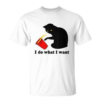 Do What I Want Black Cat Red Cup Graphic T-shirt - Thegiftio UK