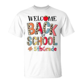 Welcome Back To School 5Th Grade Teacher Student Leopard T-shirt - Thegiftio UK