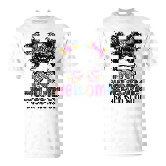 Welcome Back To School Daughter Girls Messy Bun Leopard Cute T-shirt - Thegiftio